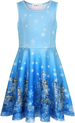 Miniatura 2 de LaBeca - Vestido sin mangas o de manga larga para niñas, vestidos informales con diseño de unicornio o sirena para niñas pequeñas o grandes