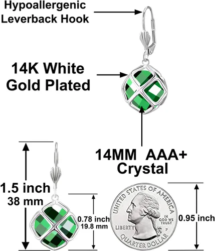 Miniatura 3 de Aretes colgantes de cristal austriaco de 0.551 in para mujer, joyería Glod de 14 quilates