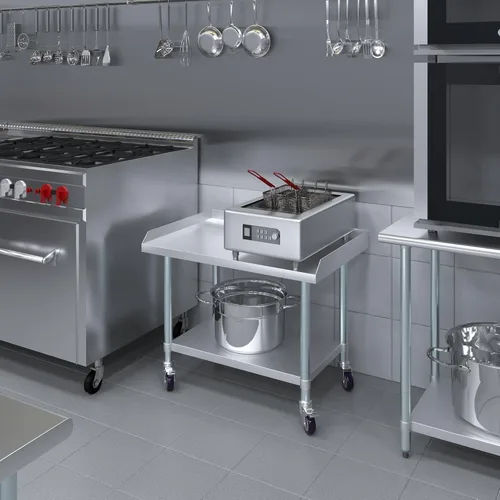 Miniatura 4 de AmGood Soporte de Equipo de Acero Inoxidable con Estante Inferior + Ruedas, Servicio Pesado, Grado Comercial, Certificado NSF