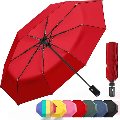 Miniatura 51 de Rain-Mate Paraguas compactos resistentes al viento para la lluvia, diseño de costilla de fibra de vidrio reforzada fuerte y apertura y cierre