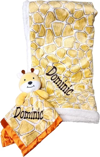 Miniatura 6 de SONA G DESIGNS Juego de manta de seguridad personalizada para bebé con nombre bordado personalizado para bebés niños y niñas
