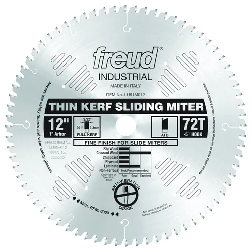 Miniatura 12 de Freud, LU91M008, repuesto de hoja de sierra de inglete industrial de 8 1/2 pulgadas y 48 dientes.