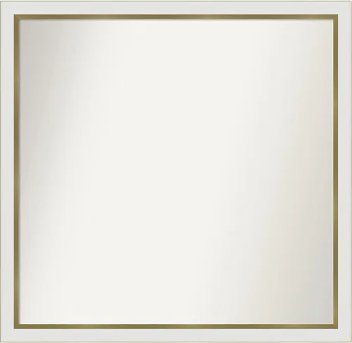 Miniatura 518 de Amanti Art Espejo de baño blanco para sobre el fregadero, 30 x 35 pulgadas, espejo de tocador rectangular estrecho de Eva de oro blanco, marco