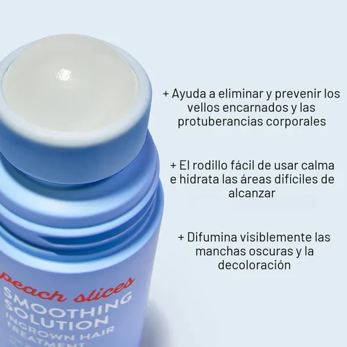 Miniatura 2 de Peach Slices - Solución Suavizante Tratamiento para Vellos Encarnados (1.69 oz) - Suaviza, Alivia, Ablanda la Piel - Rodillo 360 - BHA, AHA, PHA