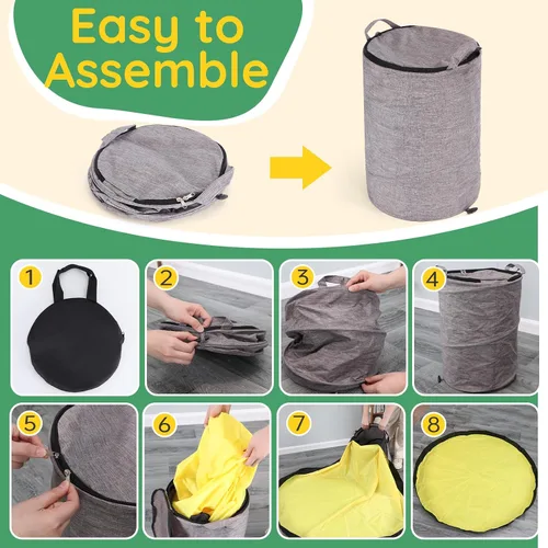 Miniatura 5 de Organizador de almacenamiento de juguetes para sala de juegos, contenedor plegable de 13 pulgadas de ancho x 16.5 pulgadas de alto con tapete