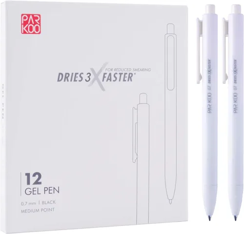Miniatura 7 de ParKoo Bolígrafos de gel retráctiles: tinta negra de 12 quilates, punta fina de 0.028 in, bolígrafo blanco, bolígrafos de escritura suave de secado