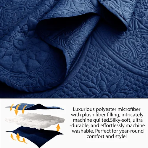 Miniatura 280 de MOONLIGHT20015 Edredón tamaño King (106 x 96 pulgadas) con 2 fundas de almohada (20 x 36 + 2 pulgadas) para todas las estaciones, juego de cama Azul