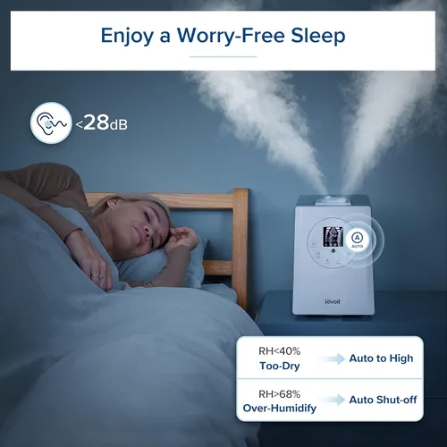 Miniatura 37 de LEVOIT Humidificadores evaporativos para dormitorio de bebé, filtros dobles de aire y agua, sensor separado, sin luz azul para luz nocturna de Blanco