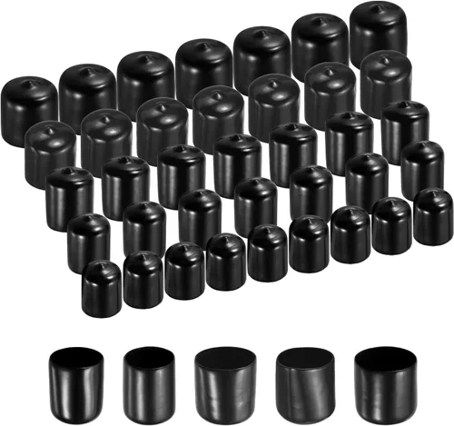 Miniatura 45 de uxcell 100 tapas redondas de goma para extremos de goma, tapas protectoras de rosca de tornillo de 1/2 pulgadas, 5/8 pulgadas, 3/4 pulgadas, 7/8