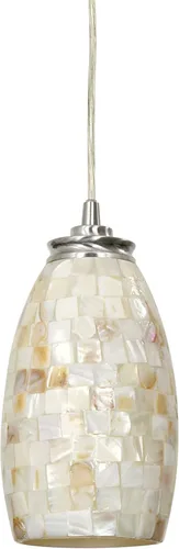 Miniatura 9 de Revel Coast mini luz colgante moderna de 9 pulgadas hecha a mano, de mosaico de vidrio y acabado níquel satinado Níquel cepillado + concha marina