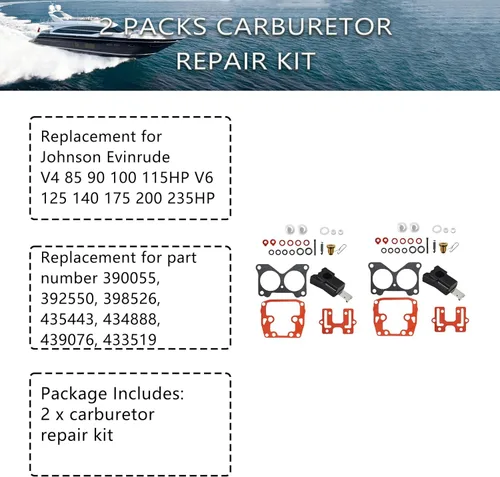 Miniatura 6 de labwork Kit de reparación de carburador de repuesto para Johnson Evinrude V4 85 90 100 115hp V6 125 140 175 200 235hp