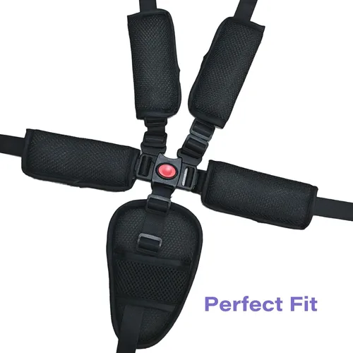 Miniatura 5 de Correas de asiento universales de 5 puntos, cinturón de arnés ajustable para silla alta, cinturón de arnés con 4 almohadillas para los hombros