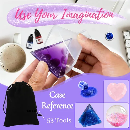 Miniatura 6 de RNYBFPT Kit de resina epoxi para principiantes, resina transparente de 18 onzas con moldes de silicona, fácil mezcla 1:1, kit de arte de resina todo