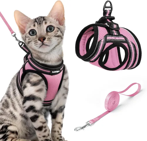 Miniatura 21 de rabbitgoo Juego de arnés y correa para gatos para caminar a prueba de escape, chaleco suave ajustable para gatitos con tira reflectante para gatos