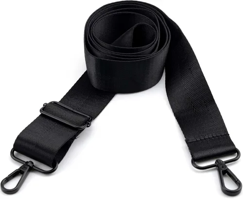 Miniatura 3 de Correa ancha de repuesto universal ajustable para cinturón con ganchos de metal para bolso cruzado, Negro