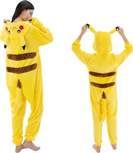 Miniatura 2 de AILMQYJL Pijama unisex para adultos, de franela, para cosplay, caricatura, disfraz de Halloween con capucha, ropa de dormir para el hogar