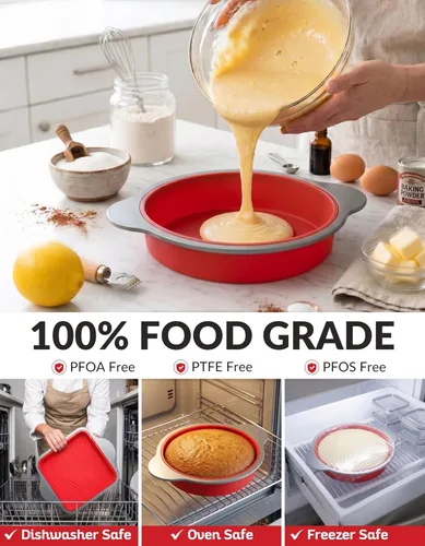 Miniatura 5 de Boxiki Kitchen Molde para Pastel Redondo de Silicona Antiadherente de 9 Pulgadas con Asas de Marco de Acero - Perfecto para Hornear Deliciosos