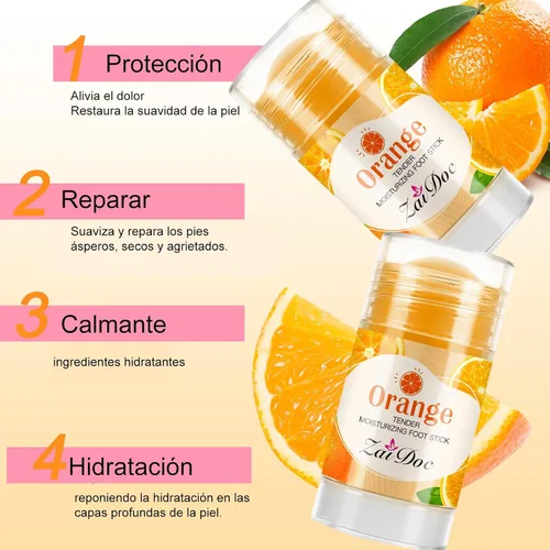 Miniatura 7 de Tender Crema hidratante para pies, parafina líquida y aceite de oliva para talones secos y agrietados, 1.41 onzas (naranja)