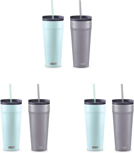 Miniatura 8 de DASH Vaso de 20 onzas con tapa a prueba de derrames y popote, vaso de café aislado al vacío de acero inoxidable, taza de viaje con recubrimiento