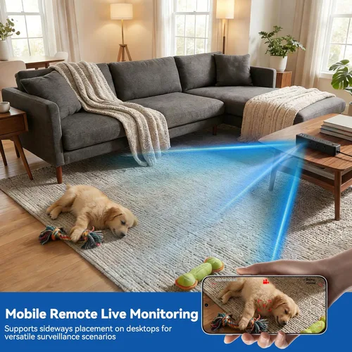 Miniatura 4 de Mini cámara inalámbrica para el hogar - Cámara pequeña - Cámara Wi-Fi interior - 1080P HD - Puerto USB - Lateral