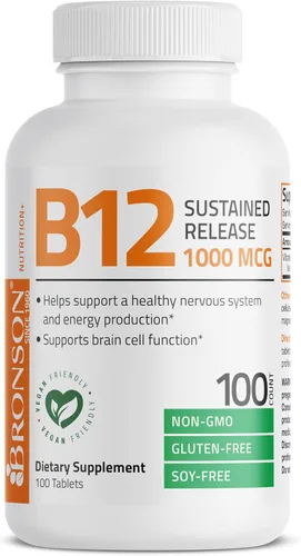 Miniatura 5 de Bronson Vitamina B12 1000 mcg de liberación sostenida tabletas premium sin OMG que apoyan el sistema nervioso, la función cerebral saludable