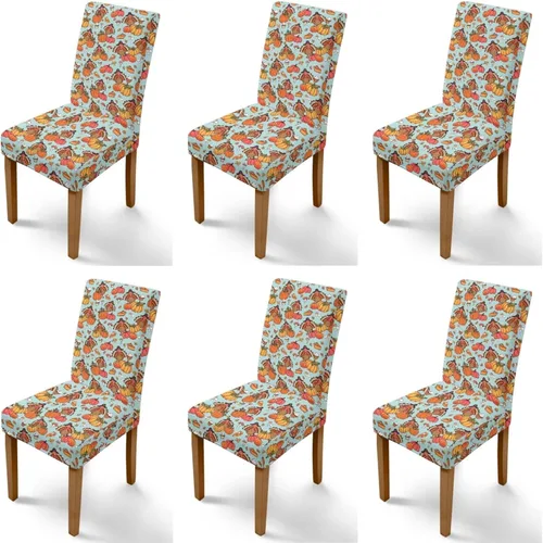 Miniatura 80 de Rnyleeg Thanksgiving Chair Covers for Living Room No Arms Turkey Pumpkin Stretch Dining Chair Covers Set of 6 Soft Washable Kitchen Chair Protector