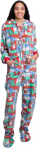 Miniatura 2 de Hooded Plush Footed Pajamas Onesie with Drop Seat for Men Women