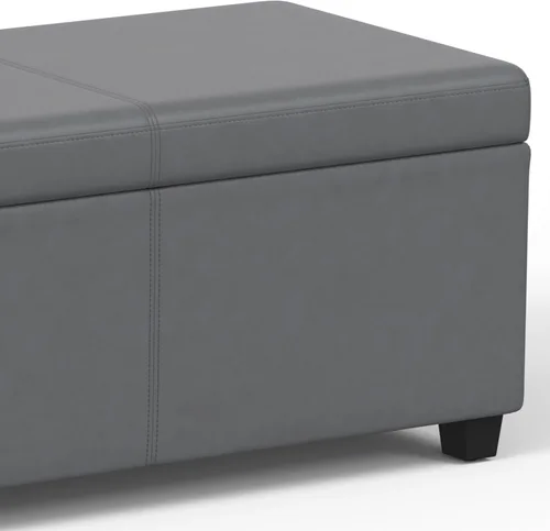 Miniatura 8 de SIMPLIHOME Avalon - Banco contemporáneo tipo otomana rectangular con almacenamiento extragrande de 54 pulgadas de ancho, de pelo sintético de Gris
