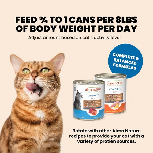 Miniatura 7 de almo nature HQS Complete CAT - Receta de atún húmedo para gatos con calabaza en salsa, comida para gatos sin granos, 9.87 onzas (paquete de 24)