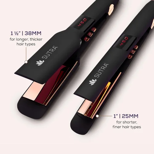Miniatura 3 de Sutra Plancha plana profesional IR2 – Plancha de pelo infrarroja iónica con temperatura ajustable, apagado automático y cable giratorio – Plancha