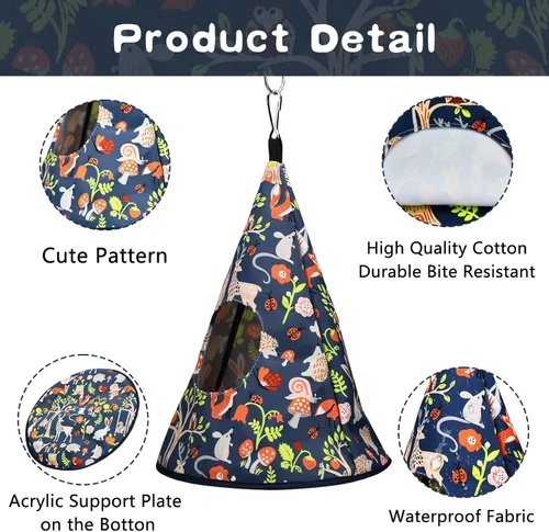 Miniatura 5 de Loro cacatúa cálida cama nido de pájaros para todas las estaciones, hamaca colgante para pájaros, cama para dormir, loro cama escondida, tela