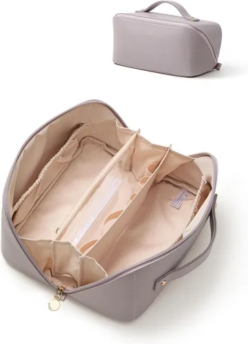 Miniatura 41 de EACHY Bolsa de Maquillaje de Viaje, Bolsas de Cosméticos de Gran Capacidad para Mujeres, Bolsa Portátil Impermeable que se Abre Plana, Bolsa de Aseo