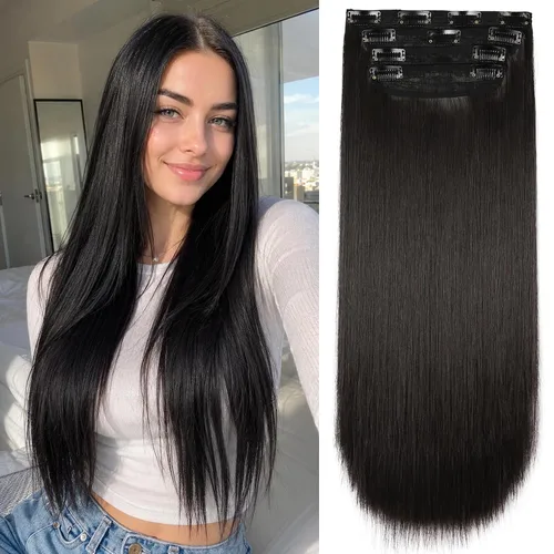Miniatura 9 de 4 extensiones de cabello sintético suave y natural para mujer, rubio miel, mezcla de castaño castaño, extensiones para mujer