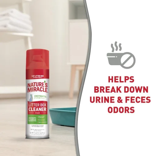 Miniatura 9 de Nature's Miracle Espuma limpiadora de cajas de arena, fórmula enzimática, 17.5 onzas, paquete de 4