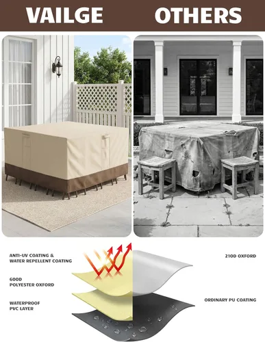 Miniatura 5 de Fundas para muebles de patio, impermeables, rectangulares, fundas para muebles de exterior, impermeables, resistentes al viento, con asas