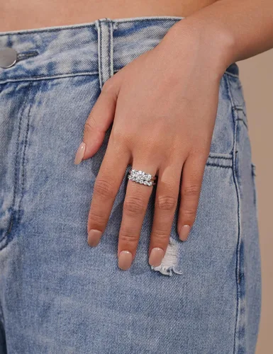 Miniatura 5 de IMOLOVE - Anillo de boda de moissanita para mujer, anillos de eternidad, de plata de ley, anillo de aniversario chapado en oro blanco, tallas 4-11