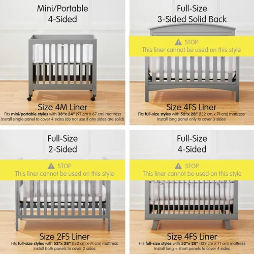 Miniatura 2 de BreathableBaby, Forro de malla transpirable para cunas con colchón de 38 x 24 pulgadas, gris, malla clásica de 0.118 in, cubre 4 lados, seguridad