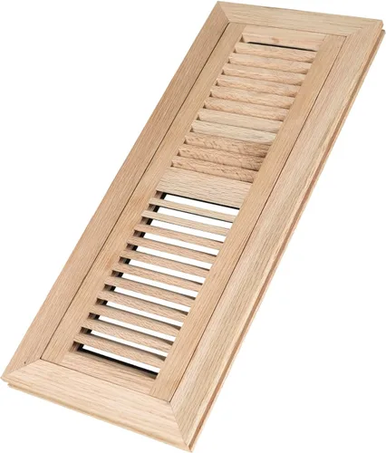 Miniatura 16 de Registro de piso de madera de roble blanco, montaje empotrado con marco, 4 x 10 pulgadas, sin terminar Blanco (White Oak)