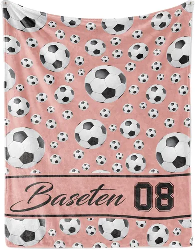 Miniatura 14 de Manta de fútbol personalizada con nombre, mantas personalizadas suaves para deportes de fútbol, mantas de cama verde, regalo personalizado