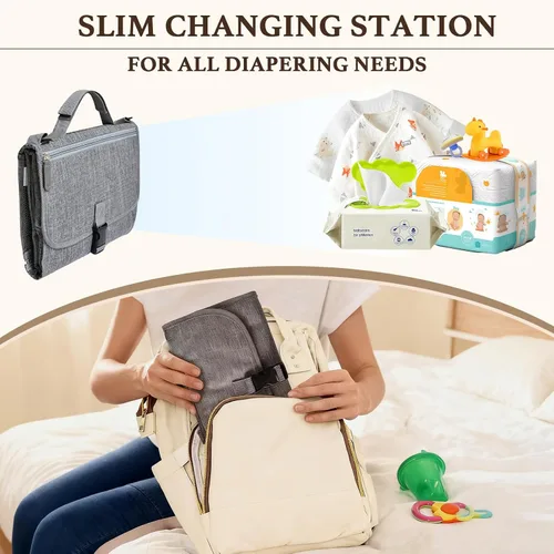 Miniatura 6 de Cambiador de pañales portátil para bebé, bolsa de viaje para cambiador de pañales para bebé con bolsillo para toallitas, cambiador portátil