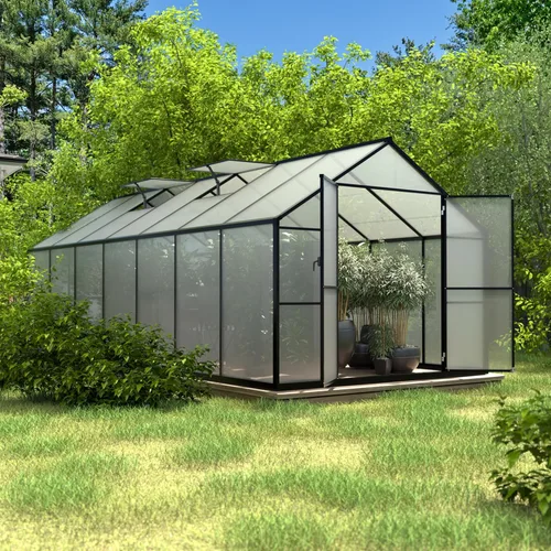 Miniatura 11 de VEIKOU Invernadero de 6 x 12 pies para exteriores, estructura de remache mejorada con 2 rejillas de ventilación, puerta con cerradura, policarbonato