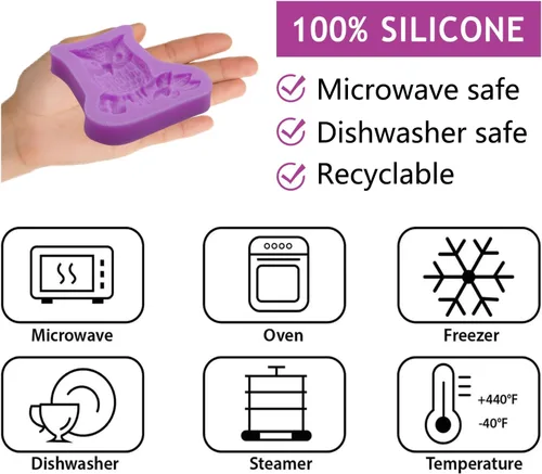 Miniatura 3 de Moldes de silicona de búho para manualidades, juego de 3 piezas, múltiples diseños con patrón de ramas, moldes de fondant para decoración