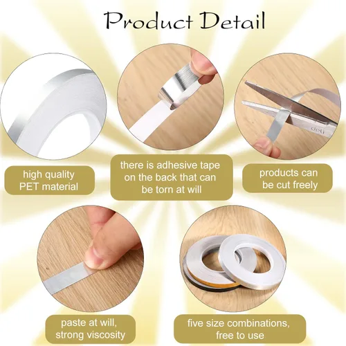 Miniatura 5 de Nuanchu 3 rollos de cinta Washi de película de poliéster metalizado de 3/8 pulgadas de ancho x 55 yardas de largo, cinta decorativa metálica Washi