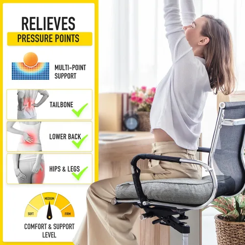 Miniatura 5 de SUNROX LokGrip - Cojines de espuma viscoelástica de gel antideslizante para sillas de comedor, alivio del dolor de coxis, resistentes a las manchas