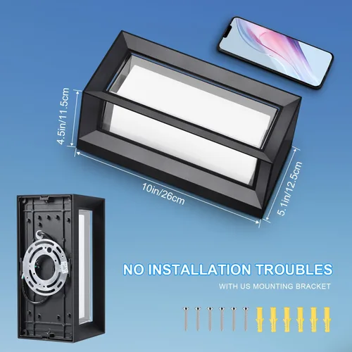 Miniatura 9 de ledmo Luces de Pared para Exteriores 1800Lm Luz Moderna para Porche al Aire Libre 6000K Iluminación Brillante Negra Accesorio de Iluminación