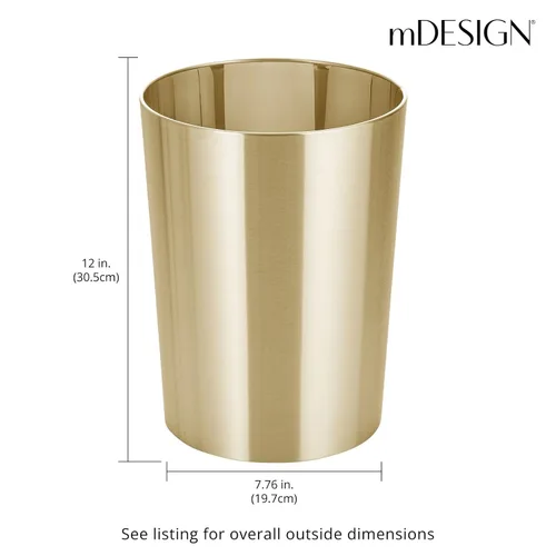 Miniatura 3 de mDesign Round Metal Small 1.7 Gallon Recycle Trash Can Wastebasket, Garbage Container Bin for Bathrooms, Kitchen, Bedroom, Home Office - Durable
