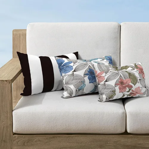 Miniatura 374 de Juego de 2 almohadas para exteriores de 16 x 16 pulgadas, repelentes al agua con interiores, para muebles de patio, hogar, jardín, geometría bohemia