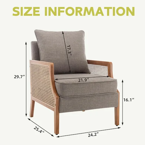 Miniatura 2 de HAOBO Home Silla decorativa moderna de mediados de siglo, sillas tapizadas para sala de estar, sillón con reposabrazos de ratán, cómoda silla de Topo