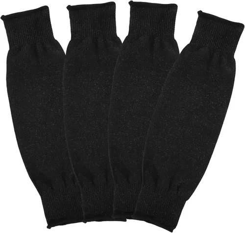 2 Pairs Cut-resistant Arm Sleeves Black Forearm Guards for Men and Women 15.7 18 Inch Protective Sleeves for Sports and Work without Thumb Hole
