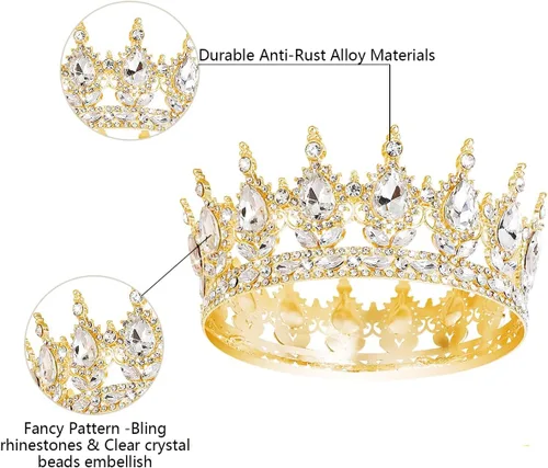 Miniatura 3 de Queen Crown Rhinestone Wedding Crowns and Tiaras for Women Costume Party Hair Accessories Princess Birthday Crown Crystal Bridal Crown